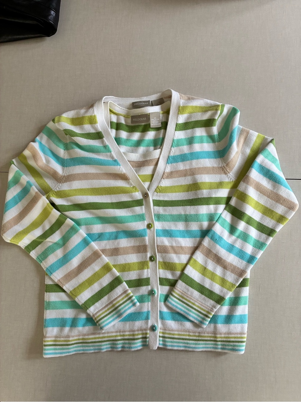 Vintage Field Gear striped cotton cardigan and tank top set in XS/S